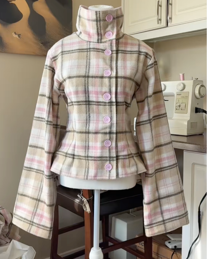 Plaid High Neck Flare