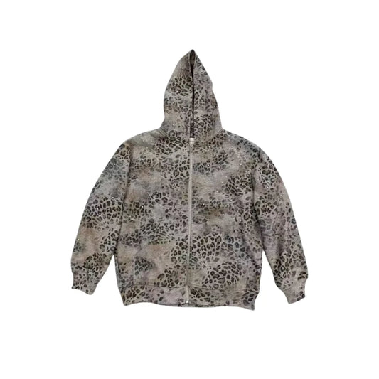Leo Rhinestone Zip Up