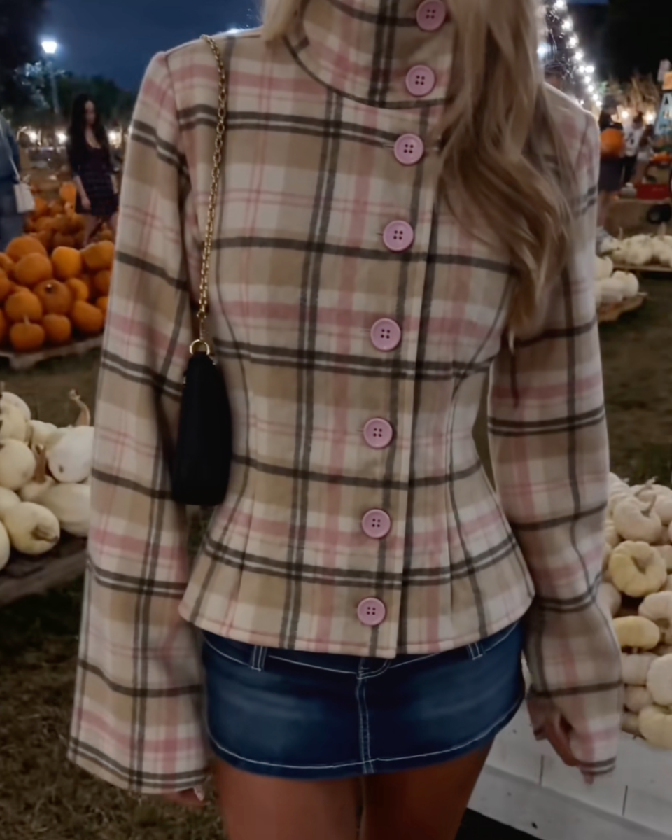 Plaid High Neck Flare