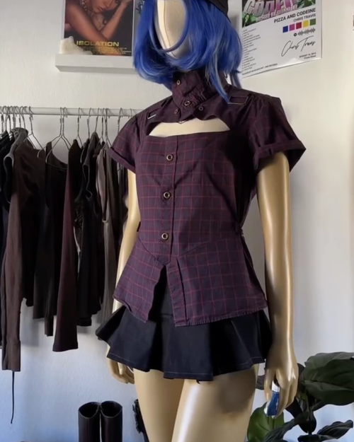 Corset Plaid Top