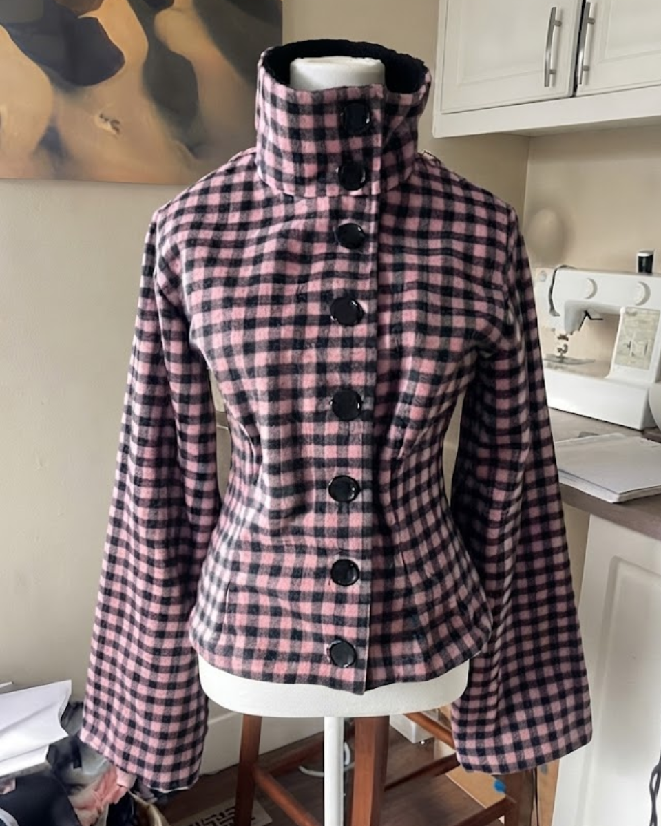 Plaid High Neck Flare