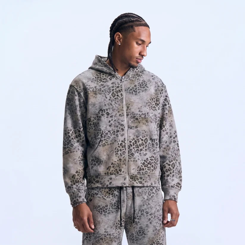 Leo Rhinestone Zip Up